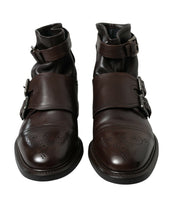 Load image into Gallery viewer, Dolce &amp; Gabbana Brown Leather Straps Ankle Boots Shoes
