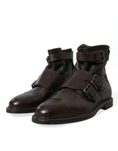 Load image into Gallery viewer, Dolce &amp; Gabbana Brown Leather Straps Ankle Boots Shoes
