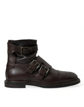 Load image into Gallery viewer, Dolce &amp; Gabbana Brown Leather Straps Ankle Boots Shoes
