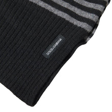 Load image into Gallery viewer, Dolce &amp; Gabbana Black Gray Stripe Wool Neck Wrap Shawl Scarf
