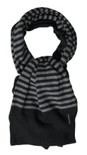 Load image into Gallery viewer, Dolce &amp; Gabbana Black Gray Stripe Wool Neck Wrap Shawl Scarf
