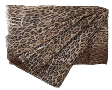 Load image into Gallery viewer, Dolce &amp; Gabbana Brown Leopard Silk Shawl Wrap Foulard Scarf
