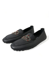 Load image into Gallery viewer, Dolce &amp; Gabbana Black Leather Crystal Embellished Loafers Dress Shoes
