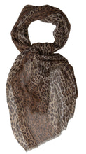 Load image into Gallery viewer, Dolce &amp; Gabbana Brown Leopard Silk Shawl Wrap Foulard Scarf
