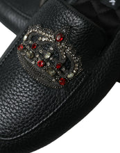 Load image into Gallery viewer, Dolce &amp; Gabbana Black Leather Crystal Embellished Loafers Dress Shoes
