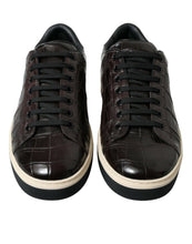 Load image into Gallery viewer, Dolce &amp; Gabbana Brown Croc Exotic Leather Men Casual Sneakers Shoes
