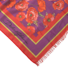 Load image into Gallery viewer, Dolce &amp; Gabbana Red Floral Cotton Shawl Wrap Foulard Scarf
