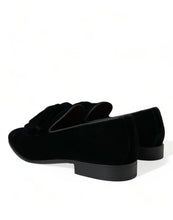 Load image into Gallery viewer, Dolce &amp; Gabbana Black Velvet Loafers Formal Dress Shoes
