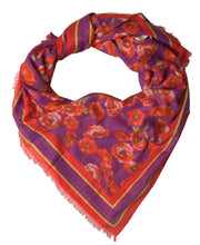 Load image into Gallery viewer, Dolce &amp; Gabbana Red Floral Cotton Shawl Wrap Foulard Scarf
