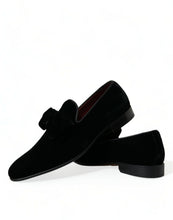 Load image into Gallery viewer, Dolce &amp; Gabbana Black Velvet Loafers Formal Dress Shoes
