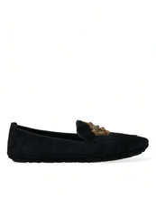 Load image into Gallery viewer, Dolce &amp; Gabbana Black Leather Crystal Crown Loafers Shoes
