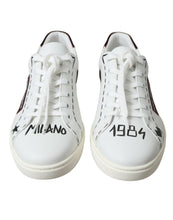 Load image into Gallery viewer, Dolce &amp; Gabbana White Bordeaux Leather Logo Low Top Sneakers Shoes
