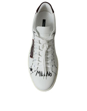 Load image into Gallery viewer, Dolce &amp; Gabbana White Bordeaux Leather Logo Low Top Sneakers Shoes
