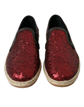 Load image into Gallery viewer, Dolce &amp; Gabbana Red Sequined Loafers Slippers Men Shoes
