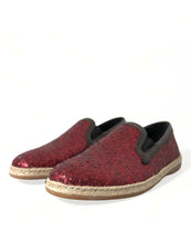 Load image into Gallery viewer, Dolce &amp; Gabbana Red Sequined Loafers Slippers Men Shoes
