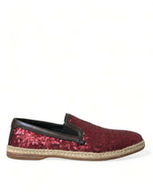 Load image into Gallery viewer, Dolce &amp; Gabbana Red Sequined Loafers Slippers Men Shoes
