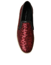 Load image into Gallery viewer, Dolce &amp; Gabbana Red Sequined Loafers Slippers Men Shoes
