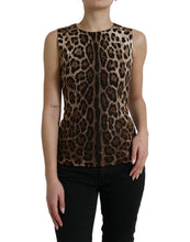 Load image into Gallery viewer, Dolce &amp; Gabbana Brown Leopard Cotton Sleeveless Tank Top
