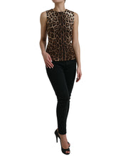 Load image into Gallery viewer, Dolce &amp; Gabbana Brown Leopard Cotton Sleeveless Tank Top
