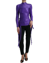 Load image into Gallery viewer, Dolce &amp; Gabbana Purple Nylon Stretch Slim Long Sleeves Top
