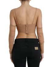 Load image into Gallery viewer, Dolce &amp; Gabbana Brown Nylon Stretch Open Shoulder Cropped Top
