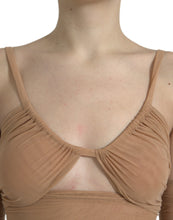 Load image into Gallery viewer, Dolce &amp; Gabbana Brown Nylon Stretch Open Shoulder Cropped Top
