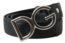 Load image into Gallery viewer, Dolce &amp; Gabbana Black Leather Silver Logo Metal Buckle Belt
