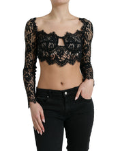 Load image into Gallery viewer, Dolce &amp; Gabbana Black Nylon Floral Lace Bustier Cropped Top
