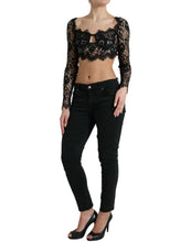 Load image into Gallery viewer, Dolce &amp; Gabbana Black Nylon Floral Lace Bustier Cropped Top
