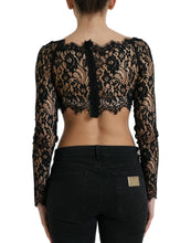 Load image into Gallery viewer, Dolce &amp; Gabbana Black Nylon Floral Lace Bustier Cropped Top
