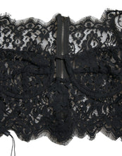 Load image into Gallery viewer, Dolce &amp; Gabbana Black Nylon Floral Lace Bustier Cropped Top
