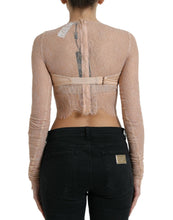 Load image into Gallery viewer, Dolce &amp; Gabbana Beige Nylon Floral Lace Bustier Cropped Top
