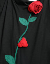 Load image into Gallery viewer, Dolce &amp; Gabbana Black Roses Wool Sheath Bodycon Midi Dress
