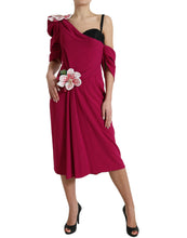 Load image into Gallery viewer, Dolce &amp; Gabbana Purple Flower Embellished One Shoulder Dress
