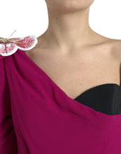 Load image into Gallery viewer, Dolce &amp; Gabbana Purple Flower Embellished One Shoulder Dress

