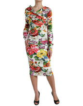 Load image into Gallery viewer, Dolce &amp; Gabbana Multicolor Floral Sheath Midi Silk Dress
