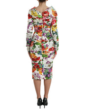 Load image into Gallery viewer, Dolce &amp; Gabbana Multicolor Floral Sheath Midi Silk Dress
