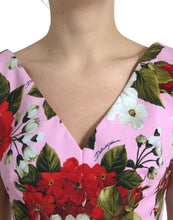 Load image into Gallery viewer, Dolce &amp; Gabbana Pink Viscose Pink Floral V-neck Sheath Midi Dress
