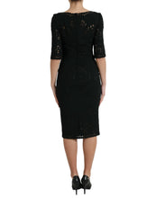 Load image into Gallery viewer, Dolce &amp; Gabbana Black Floral Lace Viscose Bodycon Midi Dress
