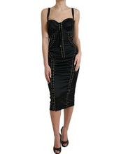 Load image into Gallery viewer, Dolce &amp; Gabbana Black Bustier Corset Lace Bodycon Midi Dress
