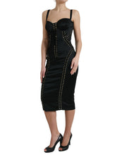 Load image into Gallery viewer, Dolce &amp; Gabbana Black Bustier Corset Lace Bodycon Midi Dress
