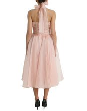 Load image into Gallery viewer, Dolce &amp; Gabbana Pink Silk Chiffon Halter A-line Pleated Midi Dress
