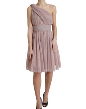 Load image into Gallery viewer, Dolce &amp; Gabbana Pink One Shoulder Pleated Lame Tulle Dress
