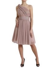 Load image into Gallery viewer, Dolce &amp; Gabbana Pink One Shoulder Pleated Lame Tulle Dress
