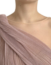Load image into Gallery viewer, Dolce &amp; Gabbana Pink One Shoulder Pleated Lame Tulle Dress
