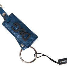 Load image into Gallery viewer, Dolce &amp; Gabbana Elegant Blue Leather Keychain with Silver Accents
