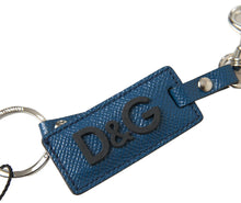 Load image into Gallery viewer, Dolce &amp; Gabbana Elegant Blue Leather Keychain with Silver Accents
