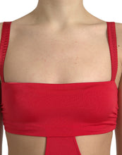 Load image into Gallery viewer, Dolce &amp; Gabbana Red Cutout Nylon Sheath Sleeveless Mini Dress
