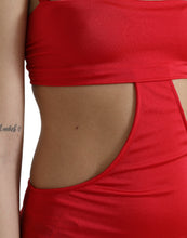 Load image into Gallery viewer, Dolce &amp; Gabbana Red Cutout Nylon Sheath Sleeveless Mini Dress
