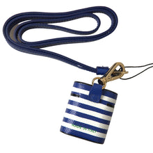 Load image into Gallery viewer, Dolce &amp; Gabbana Chic Blue Striped Leather Airpods Case
